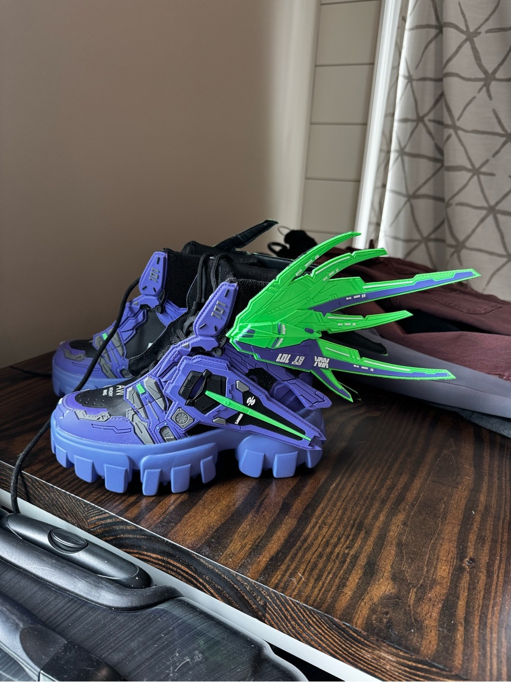 Vibrant Purple & Green Kids Tactical Fashion Sneakers